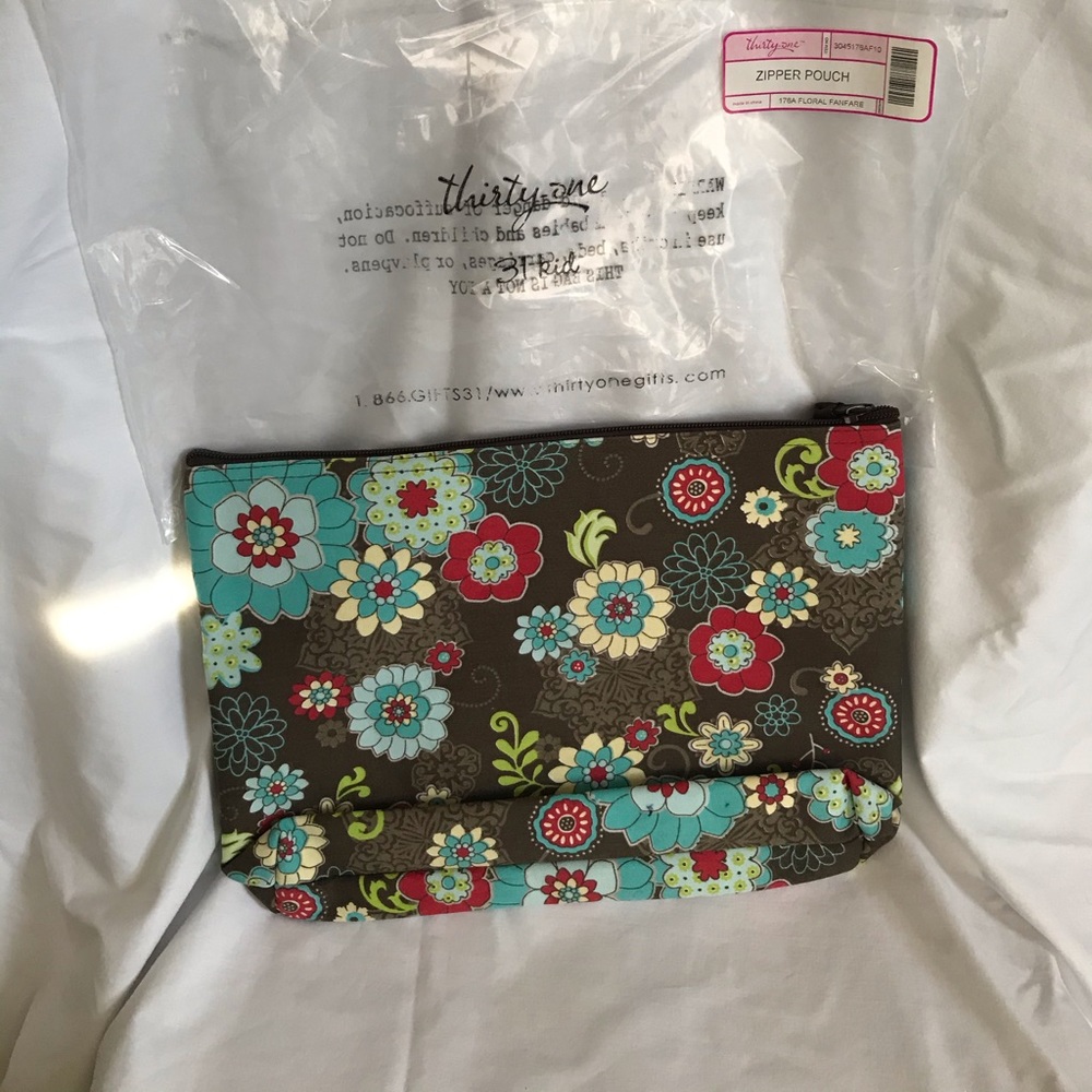 Thirty One zipper pouch floral fanfare New